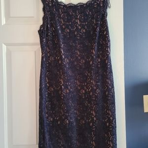 Navy lace short dress. Size 12P